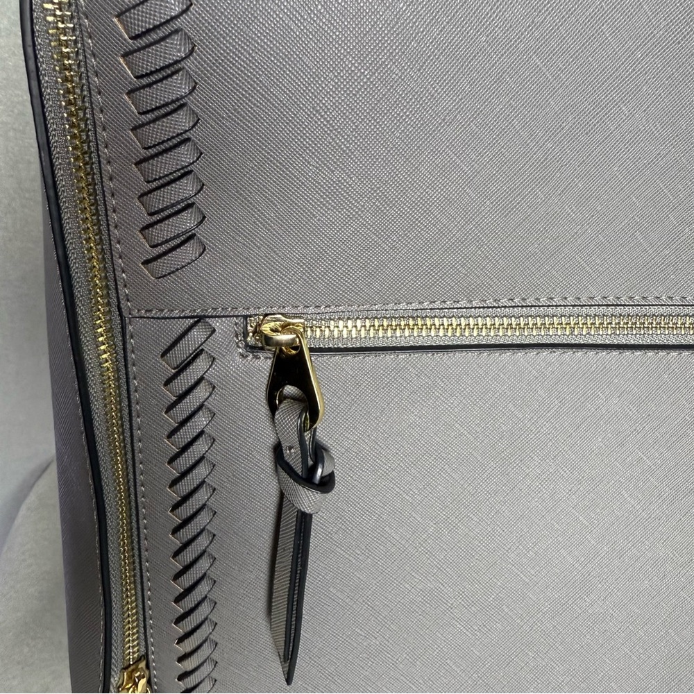 Calpak Womens Kaya Dark Gray Taupe Faux Leather Adjustable Strap Laptop Backpack - Picture 5 of 15
